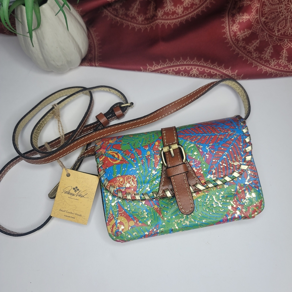 Patricia Nash Torri Crossbody Bag Tropical Summer Fest Leather NWT - Picture 1 of 13